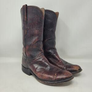 Lucchese Boots Womens 6.5B Black Cherry Leather Western Cowboy Ranch Rodeo VTG